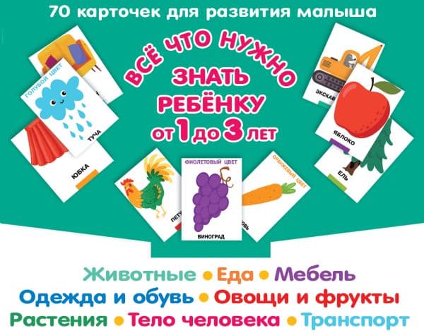 Обложка книги Все, что нужно знать ребенку от 1 до 3 лет. Растения, Животные, Еда, Мебель, Одежда и обувь, Овощи в фрукты, Тело человека, Транспорт — Дмитриева В.Г.