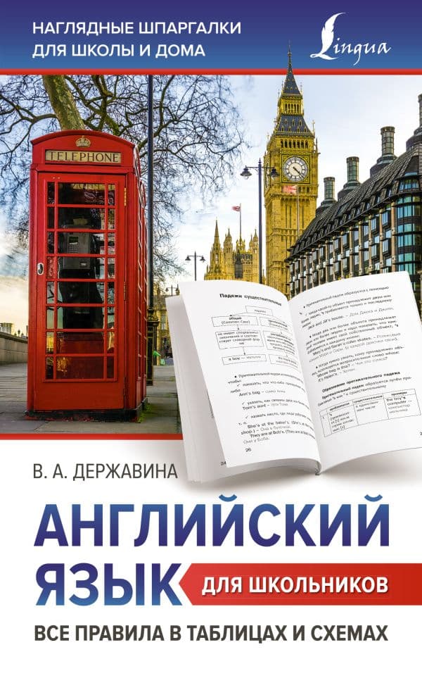 Обложка книги Английский язык для школьников. Все правила в таблицах и схемах — Державина В.А.