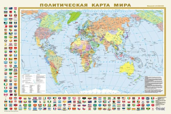 Обложка книги Политическая карта мира с флагами А1 (в новых границах) (в тубусе) — .