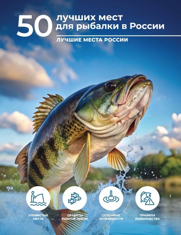 Обложка книги 50 лучших мест для рыбалки в России — Дорошкевич О.В.