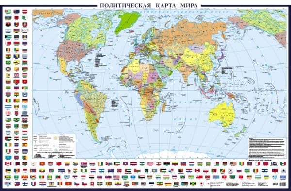 Обложка книги Политическая карта мира с флагами А0+ (в новых границах; очень большая) — 