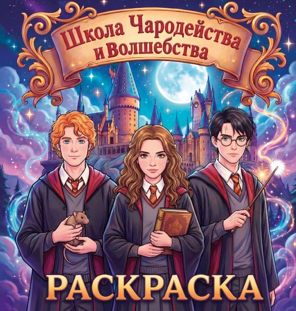 Обложка книги Школа чародейства и волшебства. Раскраска — .